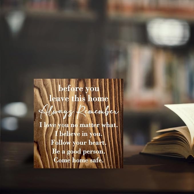 Inspirational Home Farmhouse Decor Desk Decor Wooden Box Sign Always Remember You are Braver Than You Think Rustic Wood Block Plaque Box Sign for Women Family Shelf Table Decoration Roasted Color