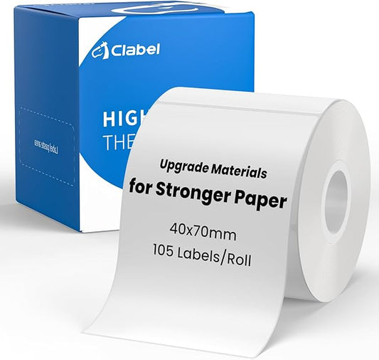 Clabel Thermal Label for 221B Label Maker, 1.57'' x 2.76'' (40x70mm) Thermal Sticker Labels Tape, Waterproof Oil-Proof Tear-Proof Labels Paper, 1 Roll of 105PCS Self-Adhesive Multipurpose Tape