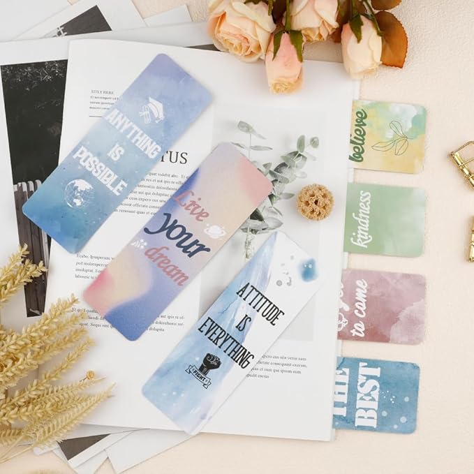 Bookmark, Bookmarks for Adults, 120 PCS, Book Markers for Reading, Teacher Bookmark, Inspirational Bookmarks, Aesthetic Bookmark, Planner Bookmark, Paper Bookmarks, Book Marker, Bookmarks for Women