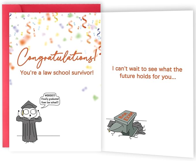 Law School Graduation Card, New Lawyer Graduation Gifts for Women Men, Congratulations Law School Survivor