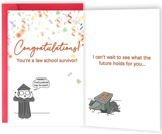 Law School Graduation Card, New Lawyer Graduation Gifts for Women Men, Congratulations Law School Survivor