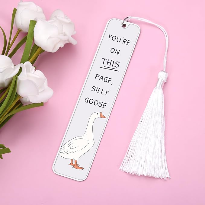 Funny Bookmarks, Cute Book Marks for Reading, Cute Silly Goose for Teen Girls Boys, Back to School Supplies Book Accessories Birthday Christmas