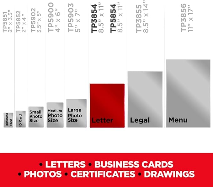 Scotch Thermal Laminating Pouches 8.9 x 11.4-Inches 3 mil Thick 20-Pack (TP3854-20) Clear