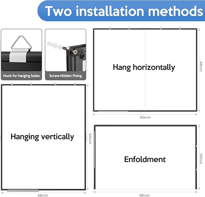 Big White Board, Double Magnetic White Board for Wall, Dry Erase Whiteboard with Calendar for Office Home & School (Black, 60x48 inch)