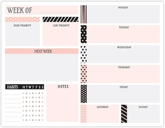 Global Printed Products 8.5" x 11" Horizontal to-Do List and Weekly Planning Pad, 60-Sheets, Scrapbook