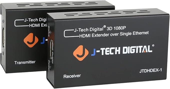 J-Tech Digital HDMI Extender over cat5e/6 1080P@200ft HDMI Balun Over Single Ethernet Supports EDID Copy Compatible with Dolby Digital DTS