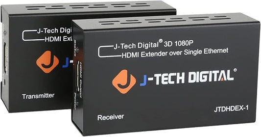 J-Tech Digital HDMI Extender over cat5e/6 1080P@200ft HDMI Balun Over Single Ethernet Supports EDID Copy Compatible with Dolby Digital DTS