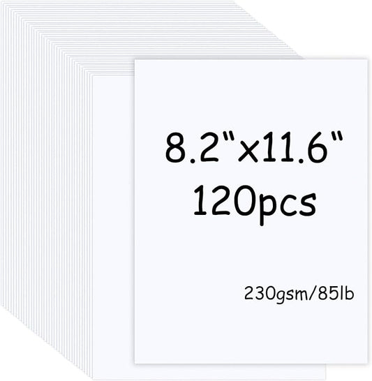 120 Sheets White Cardstock Paper 8.2 x 11.6, 230gsm/85lb Card Stock Paper for Scrapbook, Craft, Cards Making, Menus, Invitations
