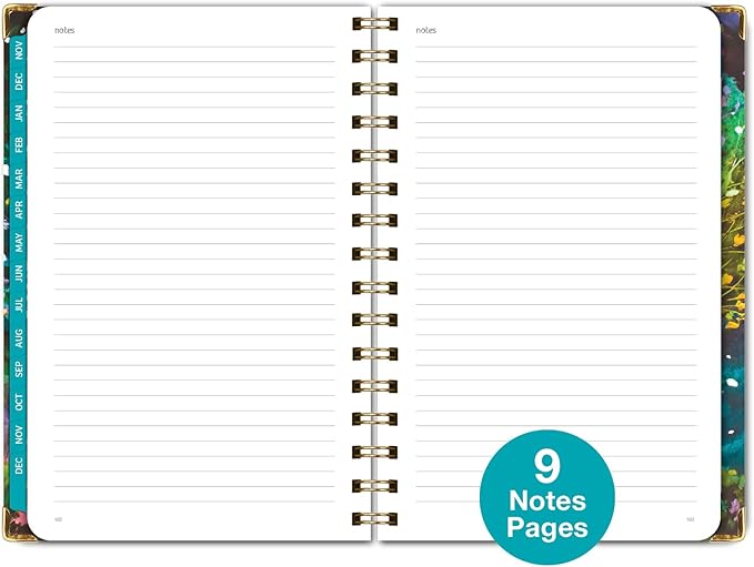 HARDCOVER 2025 Planner, 5.5"x8": 14 Months (November 2024 - December 2025), Daily Weekly Monthly Planner, Yearly Agenda, Bookmark, Pocket Folder and Sticky Note Set (Black Tree Seasons)
