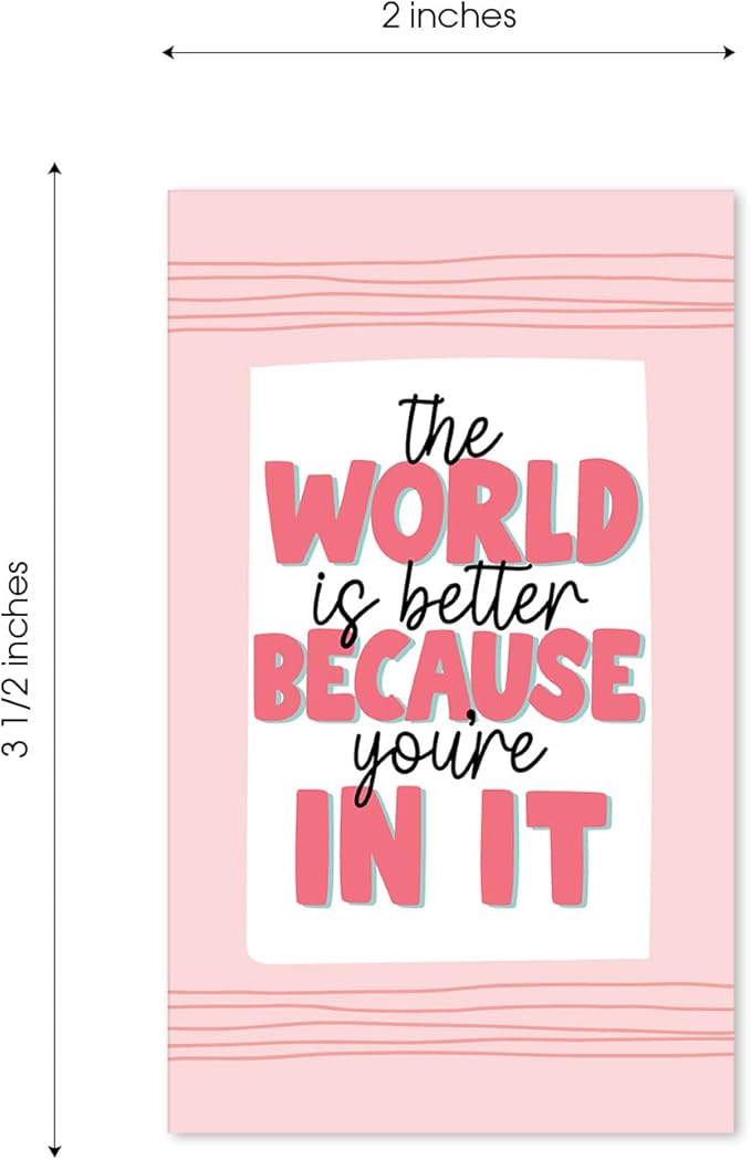 Strong Mental Health Mini Quote Cards / 50 Motivational Kindness Cards / 25 Vibrant Uplifting Designs / 2" x 3.5" Flat Business Card Size/Small Inspirational Daily Quote Cards