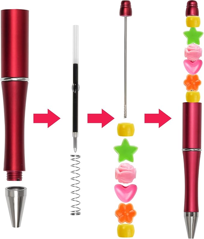 jiebor 30Pcs Beadable Pens Plastic Bead Black Ink Ballpoint Diy Cute Cool Pens for Teacher Bridal Graduation Gift Office Supplies