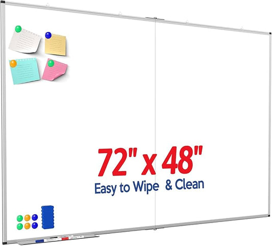 Large Whiteboard, Double Magnetic White Board for Wall, Dry Erase Whiteboard for Office Home & School (Silver, 72x48 inch)