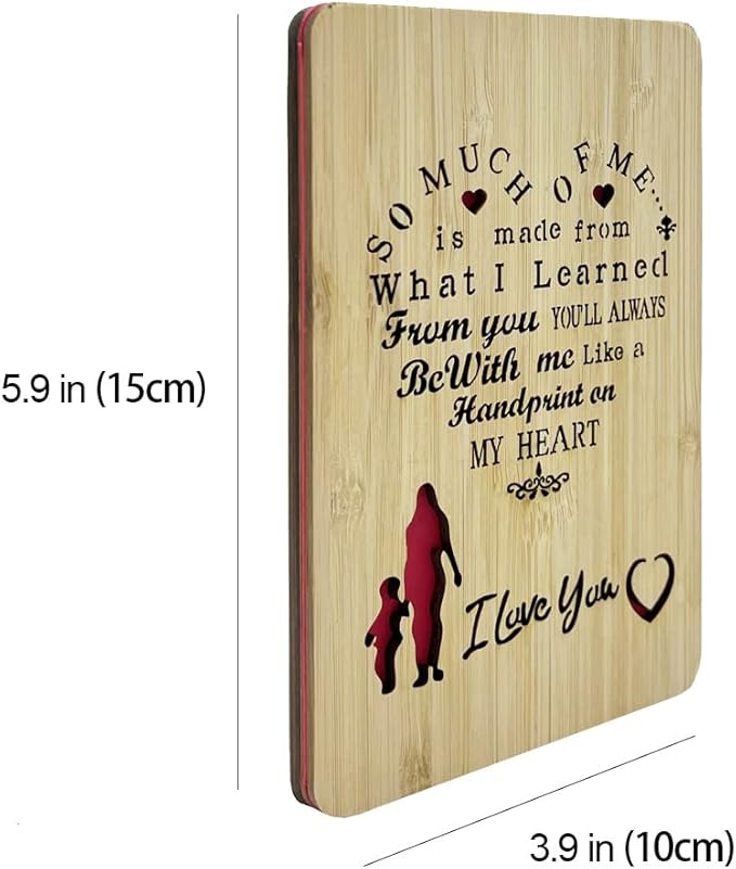 Mothers Day Cards,Handmade Bamboo Greeting Cards,Wooden Thankyou Card,Mother's day Card for Mom,Mum,Mom and Me