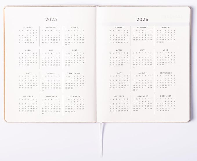 Eccolo 2025 Large Agenda Planner, 12 Month, Yearly, Monthly & Weekly Pages, Habit & Gratitude Tracker (Linen Flexi-cover - 8 x 10")