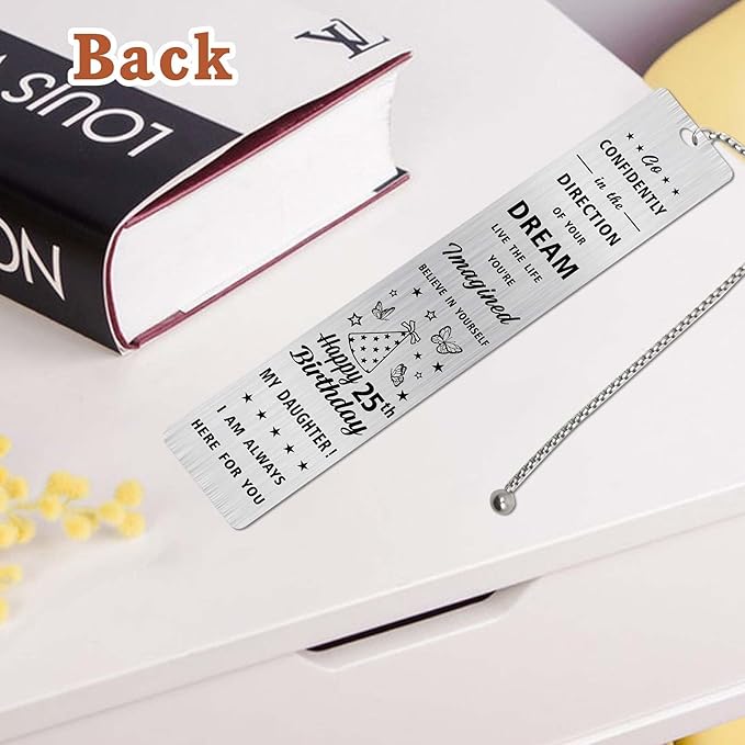 25 Year Old Birthday Gifts for Daughter, Daughter 25th Birthday Decorations for Women, Happy 25th Birthday Bookmark for Daughter