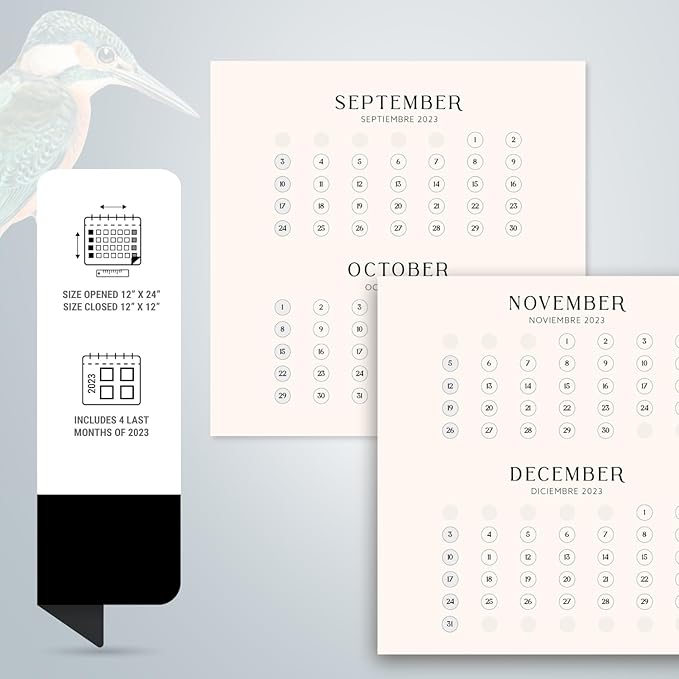 Wall Calendar 2024 12" x 12" FSC® Plastic Free - Starts Week On Sunday | Square Wall Calendar 2024 | Family Planner Calendar 2024 | 2024 Calendar (Birds 2024)