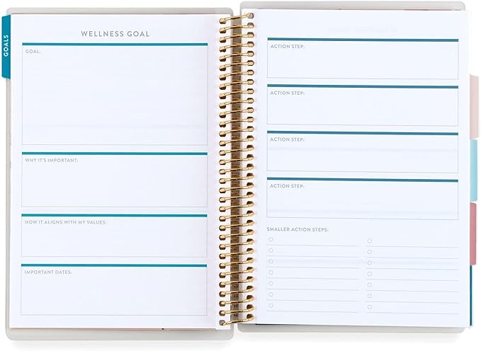 Erin Condren Coiled A5 Daily Wellness Planner, Features 160 Pages of Thick, Bleed Resistant 80 Pound Paper Boost Productivity, Durable, Pretty, Cute, Stylize