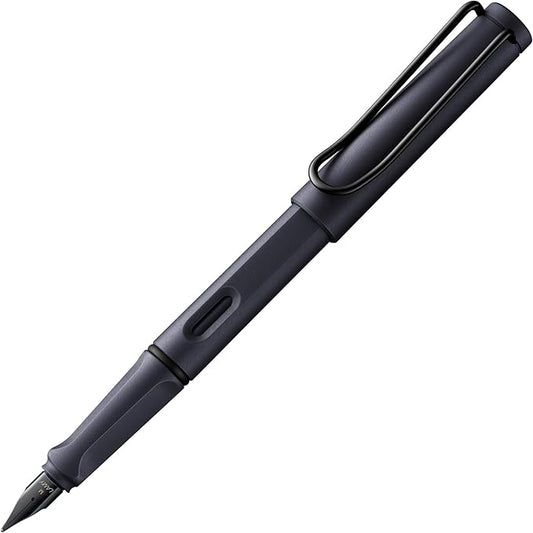 LAMY safari steel black - Fountain Pen with ergonomic grip & polished steel nib in size EF - ideal for any Writing & Calligraphy - including LAMY T 10 blue cartridge - Right-Handed