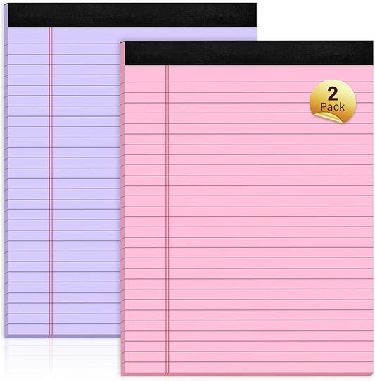 Legal Pads 8.5 x 11 Colored Note Pads, 2 Pack Notepads 8.5 x 11 Lined Paper, Colored Notebook Paper Writing Pads 30 Sheets per Colored Paper Pads 8.5 x 11 for Purple Legal Pads Home Office School
