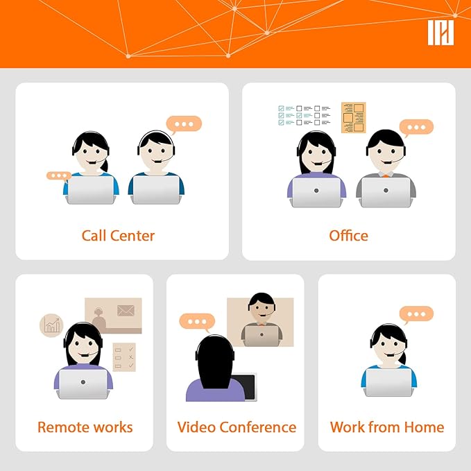 IPD IPH-250 Phone Headset with Noise Cancelling Microhone for Office and Call Center- Comapatible with Polycom VVX, Aastra,Avaya Digital, Nortel,Samsung,Mitel landline Phones.