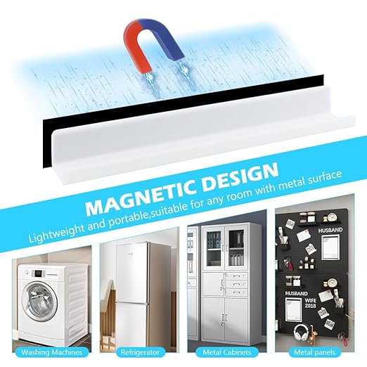 Magnetic Book Shelf for Whiteboard, Magnetic Book Holder File Rack with a Pen Container and Two Hook Acrylic Book Shelves Metal Floating Book Display Shelf for Teacher Kids Room Office(White)