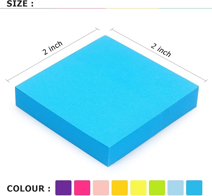 Eastern Wolf Sticky Notes 2x2 Self-Stick Notes 8 Bright Multi Colors Sticky Notes 16 Pads 100 Sheet/Pad