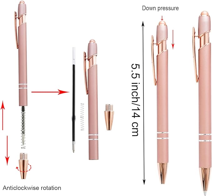 PASISIBICK 12 Pieces Rose Gold Inspirational Motivational Quotes Snarky Screen Touch Stylus Ballpoint Pens, Office Encouraging Scriptures, Black Ink (Rose Gold,Motivational)