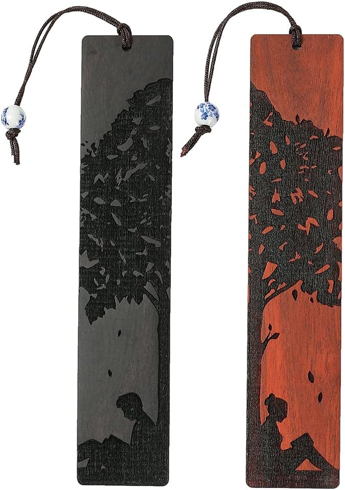 Couple Bookmarks for Men Women, Unique Wood Bookmark, Couple Gift for Men Women Boyfriend Girlfriend, Anniversary Gift (Reading Under The Tree)