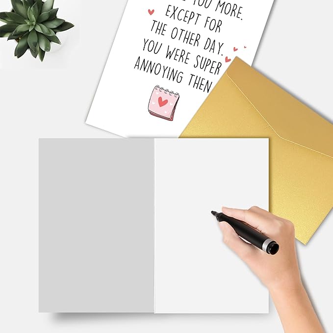 Funny Valentines Day Card for Him Her, Sarcastic Anniversary Card for Husband Wife, Witty Love Card, Birthday Card for Partner, Every I Love You More