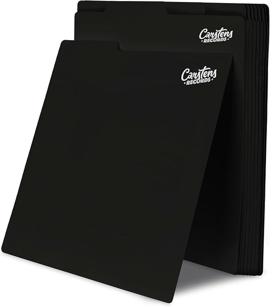 Heavy Duty Vinyl Record Dividers | 12" LP Record Dividers with Tabs | Pack of 32 Vinyl Record Separators| Black | Made in The USA | Vinyl Record Organizer Tabs | Personalizable