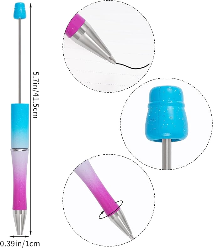 jiebor 20Pcs Beadable Pens Plastic Bead Ballpoint Pens Bulk with 50Pcs Black Ink Cute Cool Diy Pens for Journaling Women Students Teacher Graduation Christmas Gift Office School Supplies