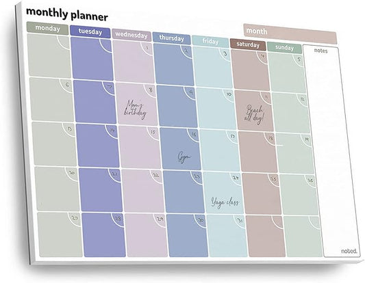 Monthly Planner –100gsm Paper, 52 Tear-off Sheets - A4 Size Undated Calendar and Scheduler - Colour Coded Days, and Notes Area - Perfect for Home and Work