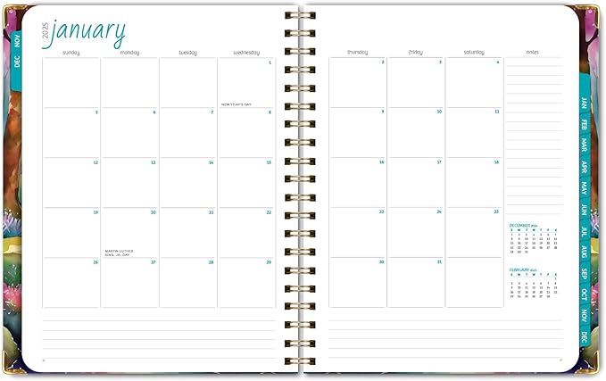 HARDCOVER 2025 Planner, 8.5"x11": 14 Months (November 2024 - December 2025), Daily Weekly Monthly Planner, Yearly Agenda, Bookmark, Pocket Folder and Sticky Note Set (Rainbow Trail)