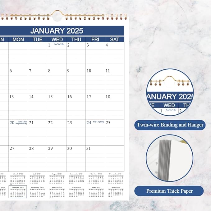 Calendar 2025-2026 - Wall Calendar Runs from Jan 2025 to Jun 2026-18 Monthly Calendar with Thick Paper for Planning and Organizing for Home or Office, Calender Planner, 8.5 x 11 In 2025 26 Calendars