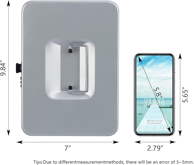 KYODOLED Large Cash Box with Combination Lock,Safe Metal Box for Money, Storage Lock Box with Money Tray,9.84"x 7"x 3.54" Lightgrey Large