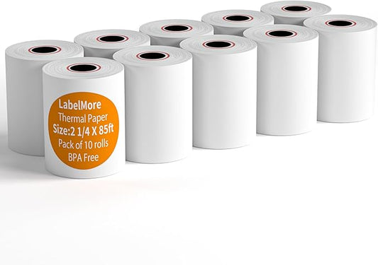 LabelMore 2-1/4" x 85' Thermal Paper Tape Cash Receipt Paper Rolls Premium POS Printer Paper (10 Rolls)