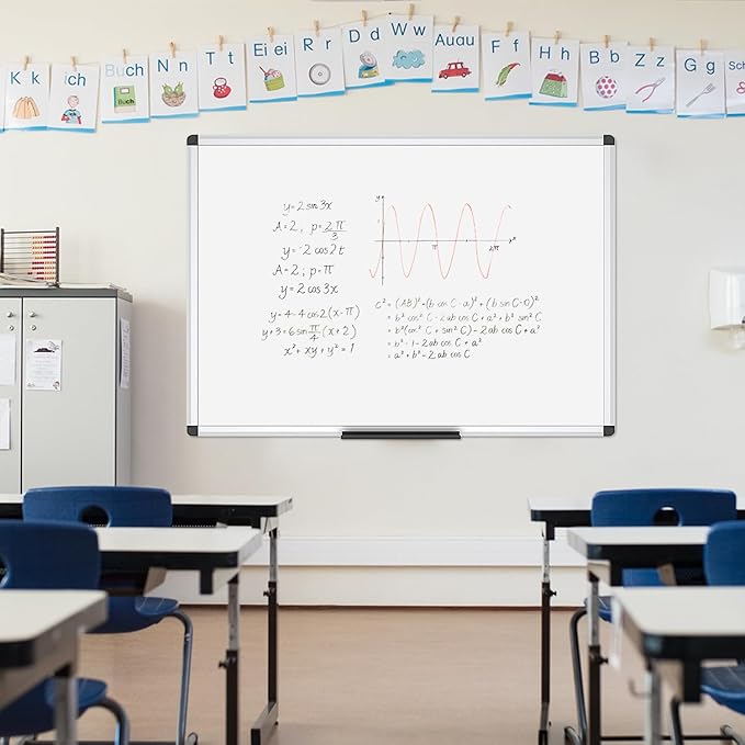 VIZ-PRO Dry Erase Board/Whiteboard, Non-Magnetic, 48 x 36 Inches, Pack of 2, Wall Mounted Board for School Office and Home