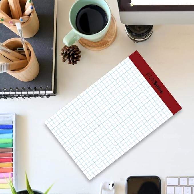 Grid Paper Pad 5x8 Inches – Graph Paper Pad 4x4, Grid Notepad, 24 Pack, 5x8 Graph Paper 1/4 Grid, Graphing Paper, Engineering Pad – 100 Sheets 200 Pages Perforated Pad for School, Home, & Office