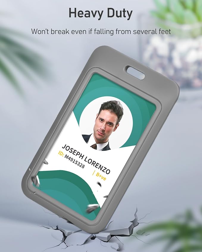 Uniclife 3 Pack Sliding ID Badge Holder Vertical Hard Plastic Case with Clear Window Grey Card Protector Pouch for Office School ID Credit Cards Proximity Key Cards Driver’s Licenses and Passes