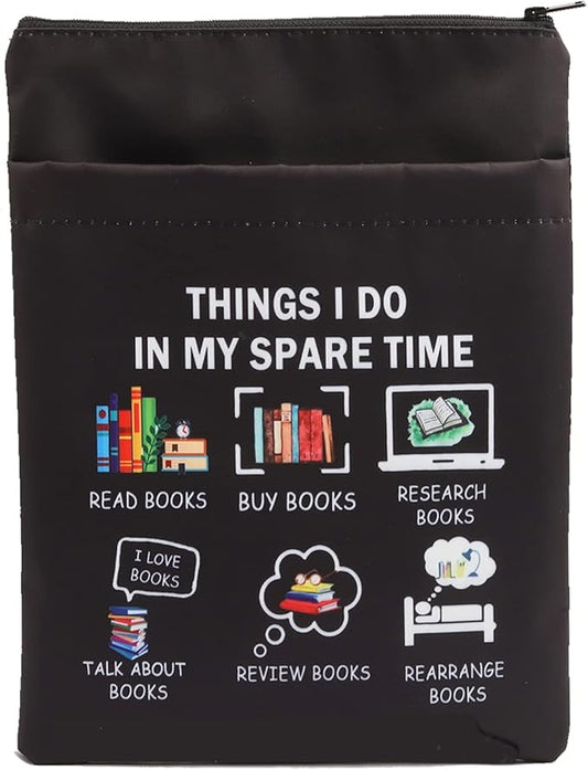 LQRI Book Lover Book Sleeve Bookworm Gift Things I Do in My Spare Time Books Pouch Book Cover for Paperback Bookish Gift…