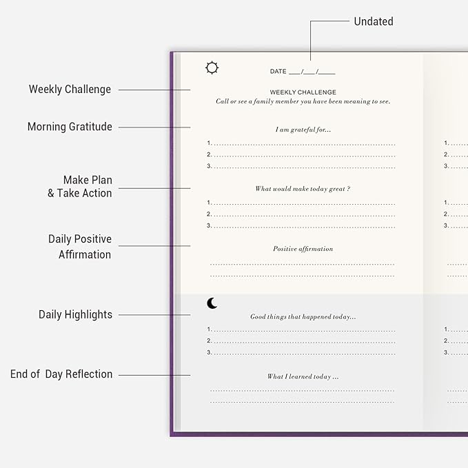 The Gratitude Journal: Inspire Thankfulness, Mindfulness, Positivity, Happiness,Upgraded with Pen Holder, Inner Pocket & Elastic Closure Band (Purple)
