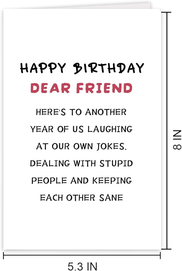 Funny Happy Birthday Card for Best Friend Bestie Sister, Jokey Friendship Card, Bday Gift for Famale Friends Cousin, Ideal Friendship Birthday Gift For Her Women