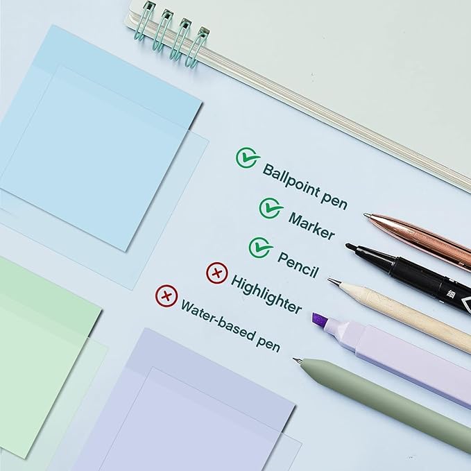 Jutom 39 Pcs Aesthetic Book Annotation Kit Pencil Case Bag with Highlighter Gel Pen 700 Sheets Transparent Sticky Notes Pads Index Tab Bible Study Supplies for School(Blue,Kawaii Style)