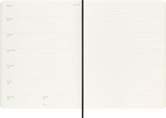 Moleskine Classic 18 Month 2023-2024 Weekly Planner, Soft Cover, Xl (7.5" X 9.75"), Black