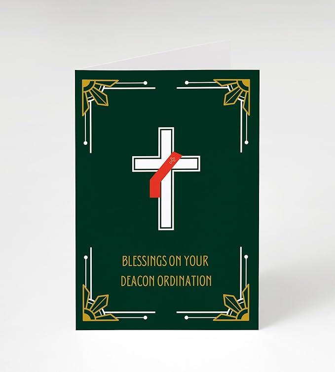 M Market On Mainstreet Christian Ordination Card w/Envelope, 5x7 inches, Made in the USA (Deacon- Forest Green)