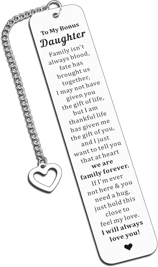 Bonus Daughter Gifts - to My Bonus Daughter Bookmarks Unbiological Daughter Gifts Stepdaughter Gifts for Stepmom Mother Daughter Gifts from Mom Birthday Christmas Valentines Gifts for Daughter