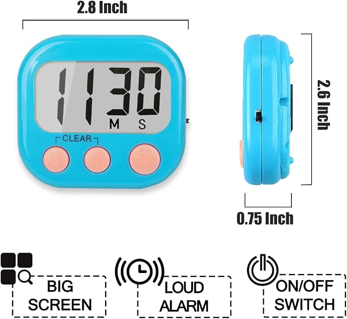 Classroom Timers for Teachers Kids Large Magnetic Digital Timer 24 Pack-Blue White