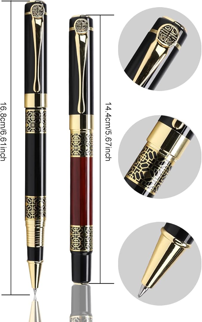 YIVONKA Ballpoint Pen Black Refill,Classical retro style Luxury Pen,Best Ball Pen Gift Set for Men & Women Professional Executive,Office,Nice Pens Classy Gift Box (Black and Red)