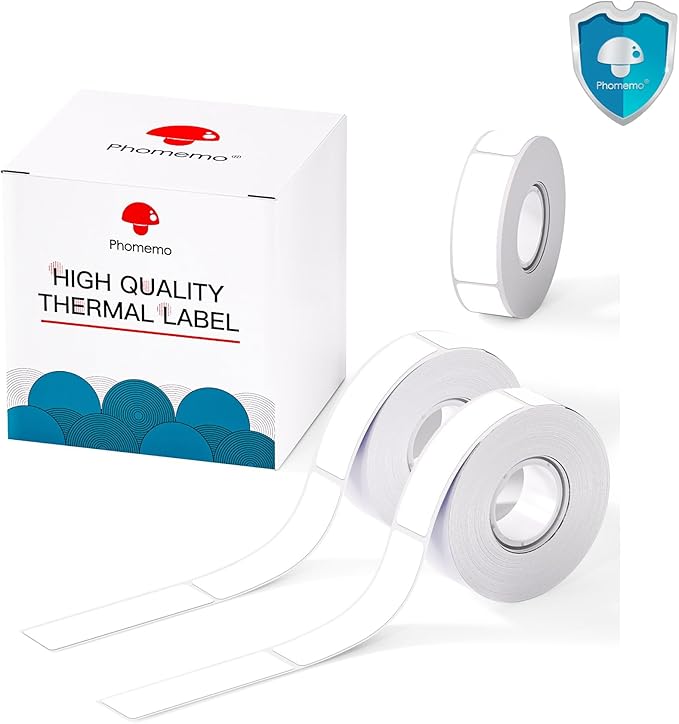 Phomemo Labels-D30 Adhesive Thermal White Label Paper 1/2" X 1 1/2" (12mm X 40mm) 160 Labels/Roll, Black on White, 3 Roll, for Home,Kitchen,School,Office,Gift,Organization