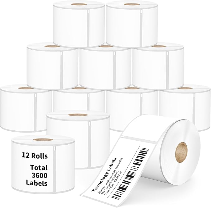 Tacnology 12 Rolls 3600 Labels Compatible with DYMO 30256 2-5/16" X 4" Adhesive Shipping Labels, Direct Thermal Labels Used with DYMO Label Writer 450, 450 Turbo, 4XL, Rollo & Zebra Desktop Printers